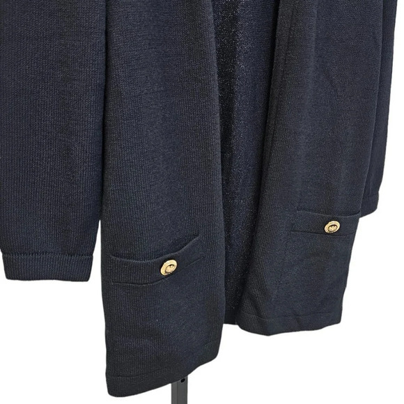 St. John Womens Santana Knit  Open Front Pocket Cardigan Black Size 12 - Picture 5 of 10